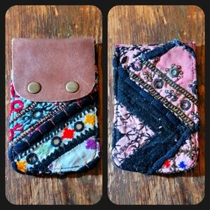 🌎👽 Free People Boho Embroidered Repurposed vtg banjara Wallet Card Case